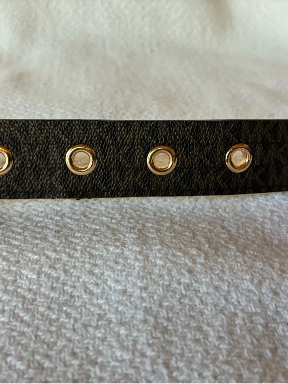 Michael Kors Brown MK Monogram Belt with Gold Hardware